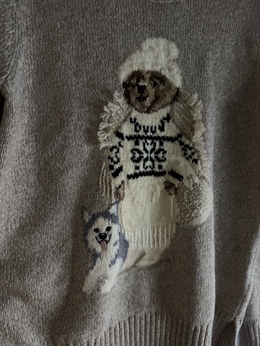 Ralph Lauren Beige Crewneck Sweater with Dog Motif - Picture 2 of 6